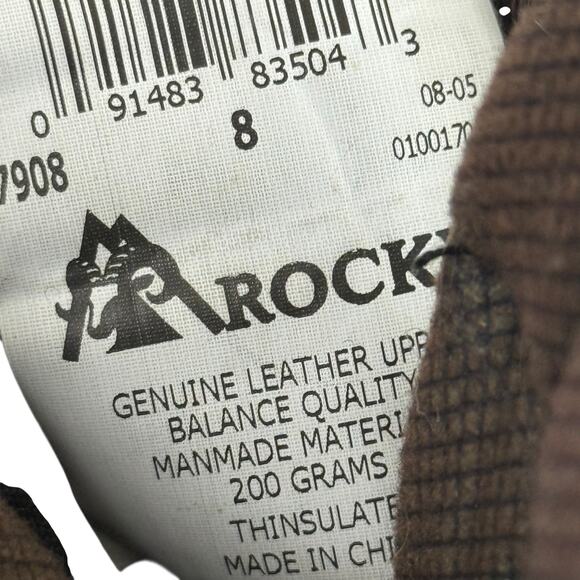 Rocky Jasper Trac Leather Brown Mens Lace Up Work Boots 200 Gr Thinsulate sz 8 - Picture 16 of 16